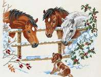 Click for more details of Horses with Puppy (cross stitch) by Eva Rosenstand