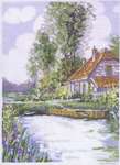 Click/tap for more details of House by a River (cross stitch) by Eva Rosenstand