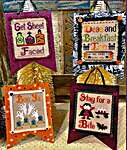 Click/tap for more details of Humerous Halloween 4-Pack (cross stitch) by Pickle Barrel Designs