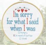 Click/tap for more details of I'm Sorry (cross stitch) by Permin of Copenhagen