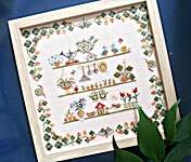 Click/tap for more details of In the Greenhouse (cross stitch) by Mojo Stitches