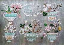 Click/tap for more details of Inverno In Tazza (Winter in Teacups) (cross stitch) by Cuore e Batticuore