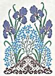 Click/tap for more details of Irises in the Garden (cross stitch) by Works by ABC