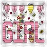 Click for more details of It's a Girl Card (cross stitch) by Fat Cat Cross Stitch