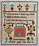 Click/tap for more details of Jane Kershaw 1843 (cross stitch) by Mill on the Floss Samplers