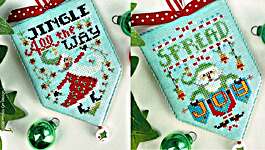 Click/tap for more details of Jingle All the Way and Spread Joy (cross stitch) by Hands On Design
