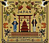 Click/tap for more details of Keiko Sato Sampler (cross stitch) by Twin Peak Primitives