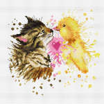 Click for more details of Kitten and Duckling (cross stitch) by Luca - S