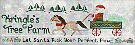 Click/tap for more details of Kringle's Tree Farm (cross stitch) by Luminous Fiber Arts