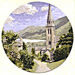Click/tap for more details of Lakeside Village (cross stitch) by John Clayton