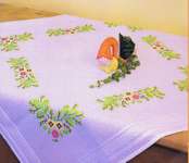 Click/tap for more details of Leafy Green Table Cover (embroidery) by Deco-Line