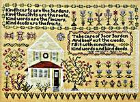 Click/tap for more details of Lebanon House Sampler (cross stitch) by Rosewood Manor