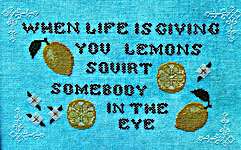 Click/tap for more details of Lemons (cross stitch) by Rebel Stitcher