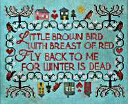 Click/tap for more details of Little Brown Bird (cross stitch) by Lindy Stitches