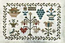 Click/tap for more details of Little Dutch Red Flower Sampler (cross stitch) by From The Heart
