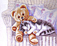 Click/tap for more details of Little Friends (cross stitch) by Permin of Copenhagen