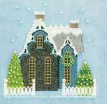 Click for more details of Little Snowy Blue Cottage (cross stitch) by Nora Corbett