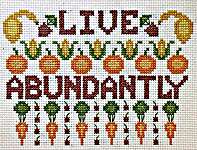 Click/tap for more details of Live Abundantly (cross stitch) by Frony Ritter Designs
