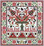 Click/tap for more details of Live and Let Live (cross stitch) by Long Dog Samplers