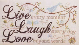 Click/tap for more details of Live Laugh Love (cross stitch) by Stoney Creek