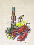 Click for more details of Lobster and Wine (cross stitch) by Eva Rosenstand