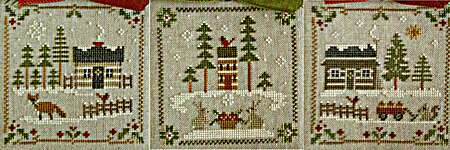 Click/tap for more details of Log Cabin Christmas One (cross stitch) by Little House Needleworks