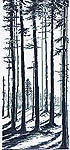 Click/tap for more details of Long Shadows in Pine Forest (cross stitch) by Permin of Copenhagen