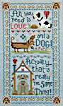 Click/tap for more details of Love & A Dog (cross stitch) by Imaginating