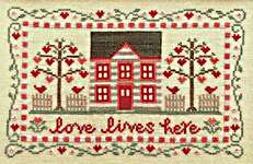 Click for more details of Love Lives Here (cross stitch) by Country Cottage Needleworks