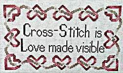 Click/tap for more details of Love Made Visible (cross stitch) by Frony Ritter Designs