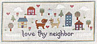 Click/tap for more details of Love Thy Neighbor (cross stitch) by Sweet Wing Studio