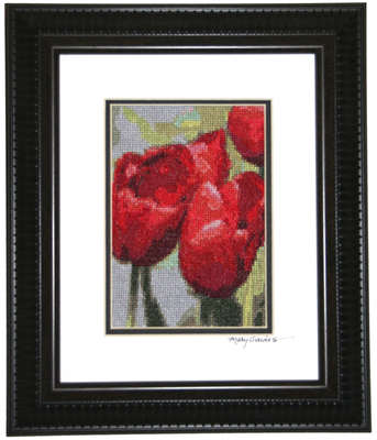 Click/tap for more details of Luscious Tulips  (cross stitch) by Mary Gaines