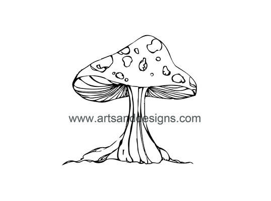 Magic Toadstool Digital Stamp in Black