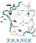 Click/tap for more details of Map of France (cross stitch) by Sue Hillis Designs