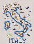 Click/tap for more details of Map of Italy (cross stitch) by Sue Hillis Designs