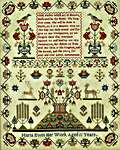 Click/tap for more details of Maria Ewin c. 1820 (cross stitch) by Hands Across the Sea Samplers
