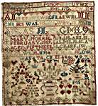 Click/tap for more details of Mary Norrie 1859 (cross stitch) by Lucy Beam