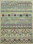 Click/tap for more details of Mary Wills c. 1750 (cross stitch) by Hands Across the Sea Samplers