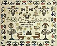 Click/tap for more details of May Health and Peace Attend Your Days (cross stitch) by Milady's Needle