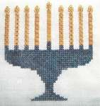 Click/tap for more details of Menorah (cross stitch) by Works by ABC