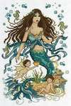 Click for more details of Mermaid with Water Nymphs (cross stitch) by Lesley Teare