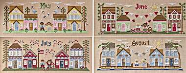 Click/tap for more details of Mini Villages - May to August (cross stitch) by Country Cottage Needleworks