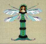 Click/tap for more details of Miss Dragonfly (cross stitch) by Nora Corbett