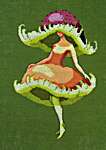 Click/tap for more details of Miss Pink Mushroom (cross stitch) by Nora Corbett