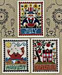 Click for more details of Monthly Trios - July, August, September (cross stitch) by Waxing Moon Designs