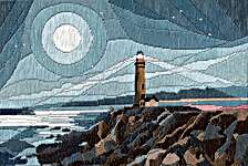 Click/tap for more details of Moonlit Lighthouse (long-stitch) by Julie Lynes
