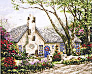 Click for more details of Morning Glory Cottage (cross stitch) by Thomas Kinkade