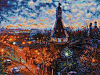 Click/tap for more details of Moscow at Night - Simonov Monastry (cross stitch) by Riolis