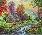 Click for more details of Mountain Retreat (cross stitch) by Thomas Kinkade