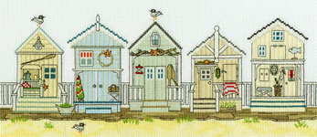 Click/tap for more details of New England : Beach Huts (cross stitch) by Bothy Threads